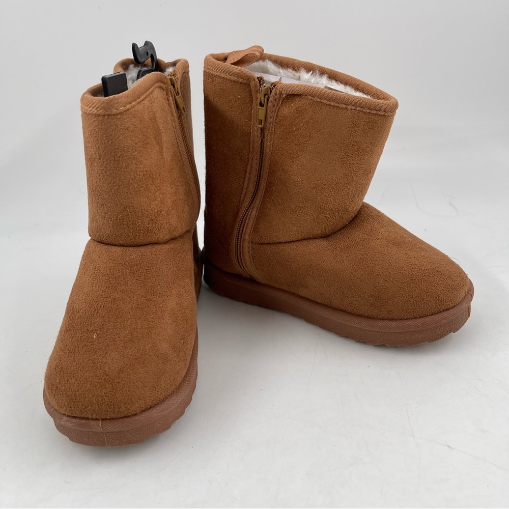 NEW! Kidgets Unisex Kids Cognac Sherpa Lined Zippered Winter Boots - Size 7/8 - Picture 6 of 11